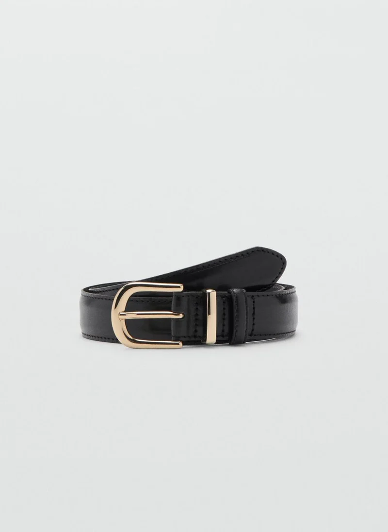 MANGO Buckle leather belt